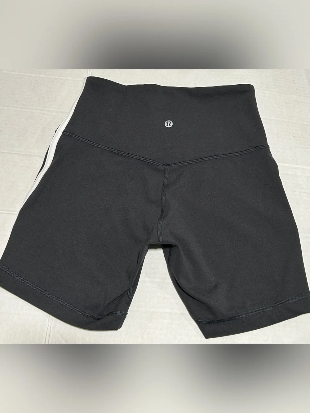lululemon athletica Black Bike Shorts with White Side Stripe